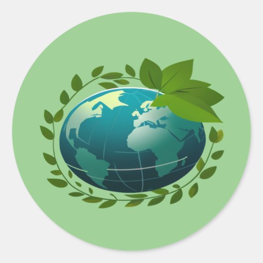 Love Earth | Eco-Wereldbol | groene planeet Ronde Sticker (Voorkant)