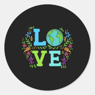 Love Earth Save the Planet Floral Earth Da Ronde Sticker