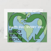 Love Earth - Verminder het hergebruik van Recyclen Briefkaart (Voorkant / Achterkant)