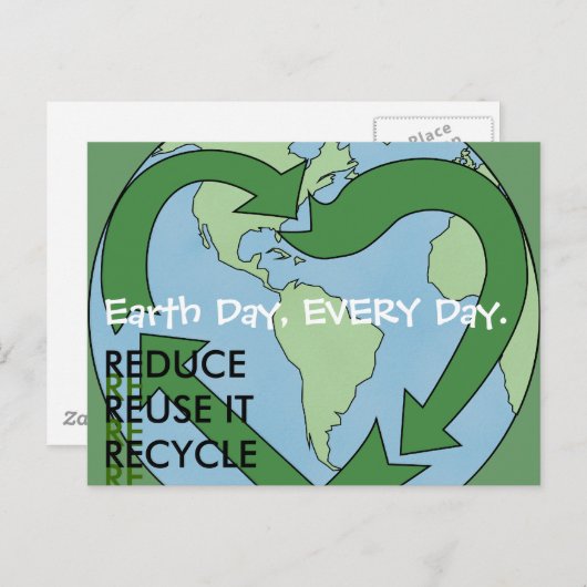 Love Earth - Verminder het hergebruik van Recyclen Briefkaart (Voorkant / Achterkant)