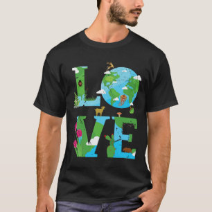 Love Earth World Planet Day Milieudier T-shirt