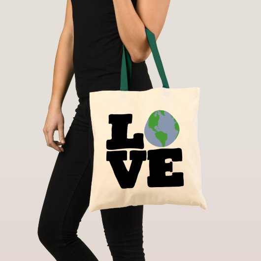 Love Earth (zwarte tekst) Tote Bag (Voorkant (product))