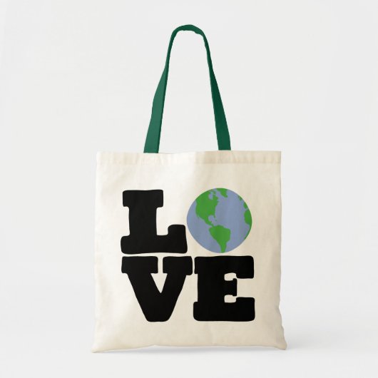 Love Earth (zwarte tekst) Tote Bag (Voorkant)