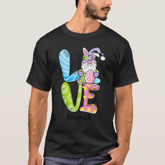 Love Easter 2e Grade Gnomes Teacher Bunny Happy E T-shirt (Voorkant)