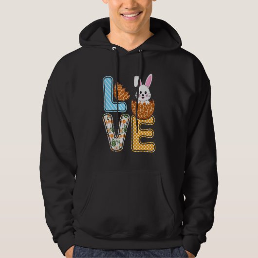 Love Easter Bunny Egg Giraffe Print Cute Bunny Kid Hoodie (Voorkant)