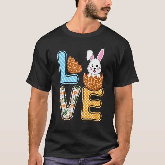 Love Easter Bunny Egg Giraffe Print Cute Bunny Kid T-shirt (Voorkant)