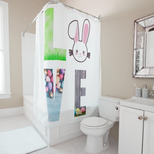 Love Easter - Easter Bunny - Easter Egg Douchegordijn (In situ)