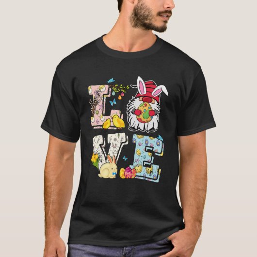 Love Easter Gnome Bunny Egg Happy Paasdag T-shirt (Voorkant)