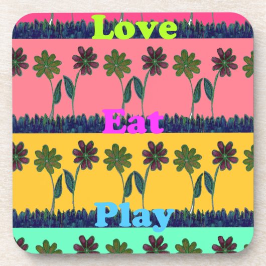 Love Eat Play Art Print Bier Onderzetter (Voorkant)