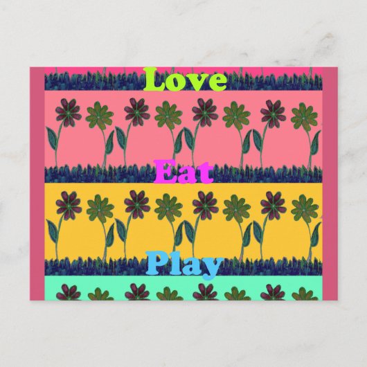 Love Eat Play Art Print Briefkaart (Voorkant)