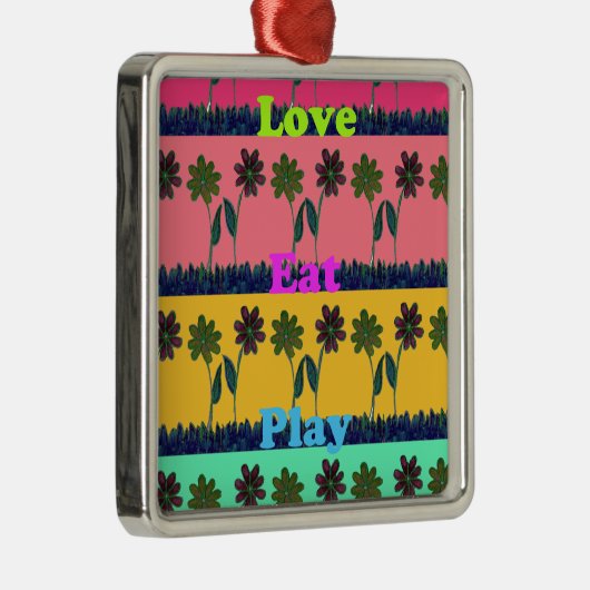 Love Eat Play Art Print Metalen Ornament (Rechts)