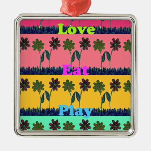 Love Eat Play Art Print Metalen Ornament (Voorkant)