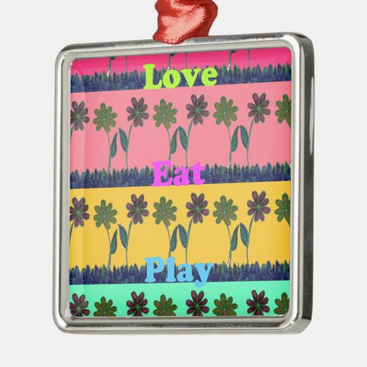 Love Eat Play Art Print Metalen Ornament (Links)