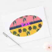 Love Eat Play Art Print Ovale Sticker (Envelop)