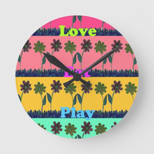 Love Eat Play Art Print Ronde Klok (Voorkant)