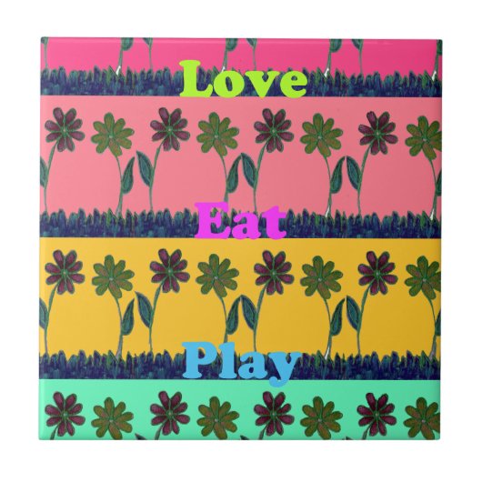 Love Eat Play Art Print Tegeltje (Voorkant)