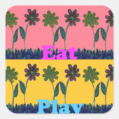 Love Eat Play Art Print Vierkante Sticker (Voorkant)