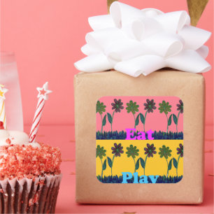 Love Eat Play Art Print Vierkante Sticker