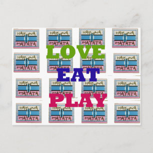 Love Eat Play Hakuna Matata Kunstdruk Briefkaart