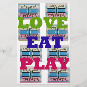 Love Eat Play Hakuna Matata Kunstdruk Briefpapier