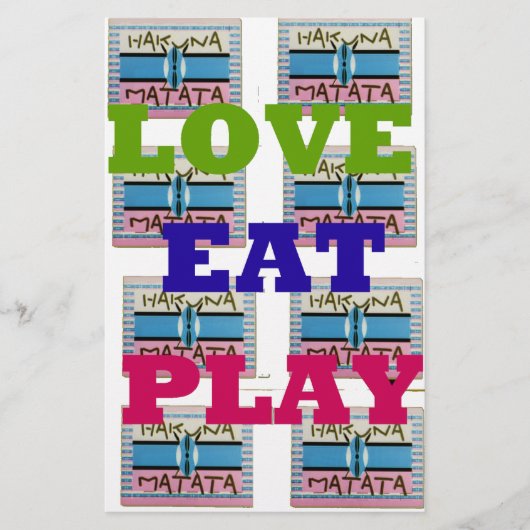 Love Eat Play Hakuna Matata Kunstdruk Briefpapier (Voorkant)