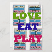Love Eat Play Hakuna Matata Kunstdruk Briefpapier (Voorkant / Achterkant)