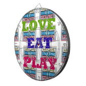Love Eat Play Hakuna Matata Kunstdruk Dartbord (Voorkant Rechts)