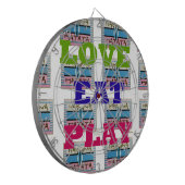 Love Eat Play Hakuna Matata Kunstdruk Dartbord (Voorkant Links)