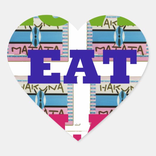 Love Eat Play Hakuna Matata Kunstdruk Hart Sticker (Voorkant)