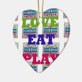 Love Eat Play Hakuna Matata Kunstdruk Keramisch Ornament (Links)