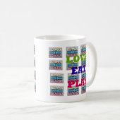 Love Eat Play Hakuna Matata Kunstdruk Koffiemok (Voorkant rechts)