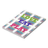 Love Eat Play Hakuna Matata Kunstdruk Notitieblok (Linkerzijde)