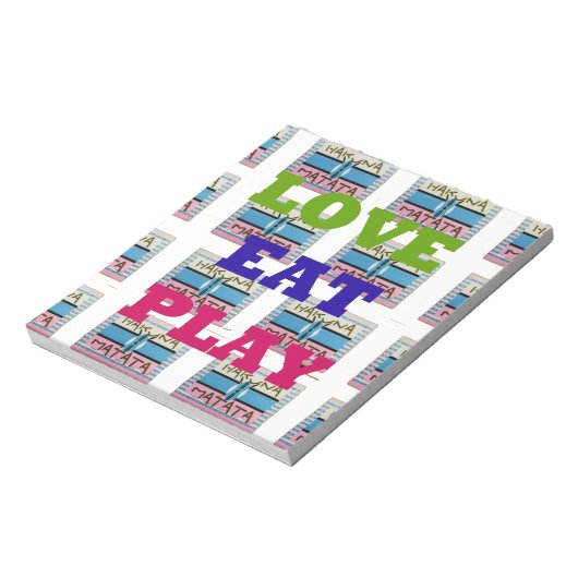 Love Eat Play Hakuna Matata Kunstdruk Notitieblok (Linkerzijde)