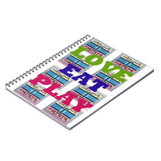 Love Eat Play Hakuna Matata Kunstdruk Notitieboek (Linkerzijde)