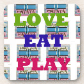 Love Eat Play Hakuna Matata Kunstdruk Onderzetter (Voorkant)