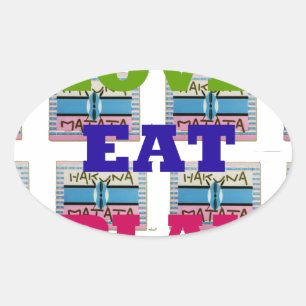 Love Eat Play Hakuna Matata Kunstdruk Ovale Sticker