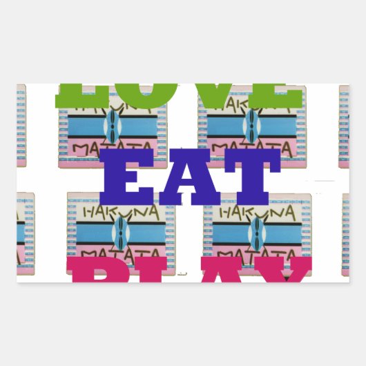 Love Eat Play Hakuna Matata Kunstdruk Rechthoekige Sticker (Voorkant)