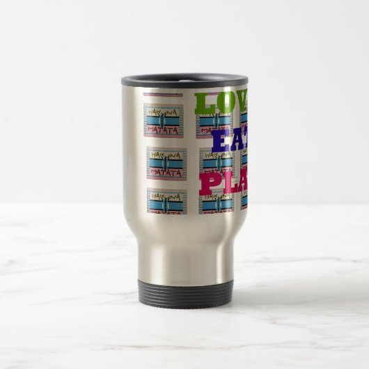 Love Eat Play Hakuna Matata Kunstdruk Reisbeker (Center)