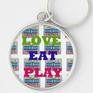 Love Eat Play Hakuna Matata Kunstdruk Sleutelhanger