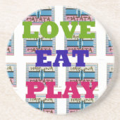 Love Eat Play Hakuna Matata Kunstdruk Zandsteen Onderzetter (Voorkant)