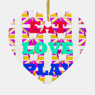 Love Eat Play Heart Hakuna Matata kleuren.png Keramisch Ornament