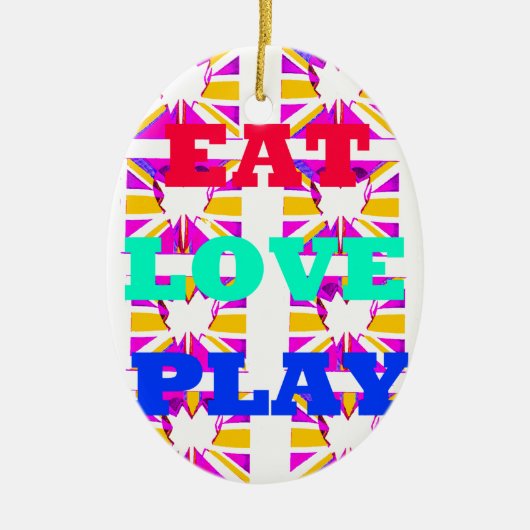 Love Eat Play Heart Hakuna Matata kleuren.png Keramisch Ornament (Voorkant)