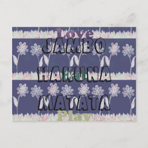 Love Eat Play Jambo Hakuna Matata floral Briefkaar Briefkaart