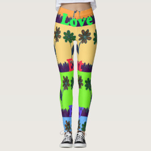Love Eat Play Lovely Colorful Florence Text Design Leggings