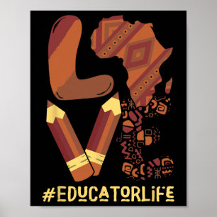 Love Educator Kostuum Afrikaanse kaart Trots Afro  Poster