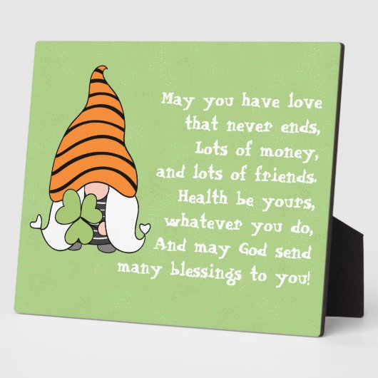 Love Einds Gnome Irish Blessenop Fotoplaat (Zijkant)