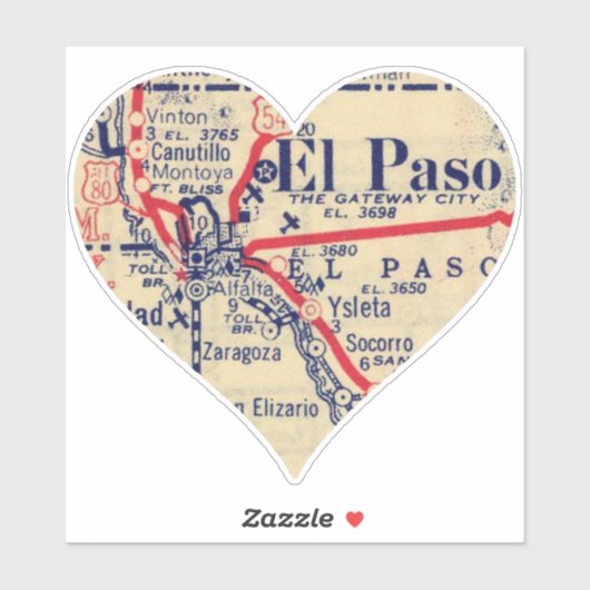 Love El Paso TX  Map Sticker (Vel)