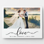 Love Elegant Black Script Weduwfoto Fotoplaat (Voorkant)