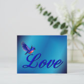 Love Elegant Bluebird Briefkaart (Staand voorkant)