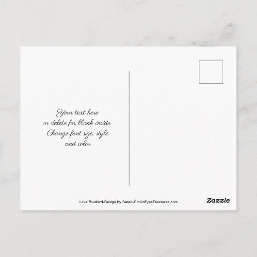 Love Elegant Bluebird Briefkaart (Achterkant)